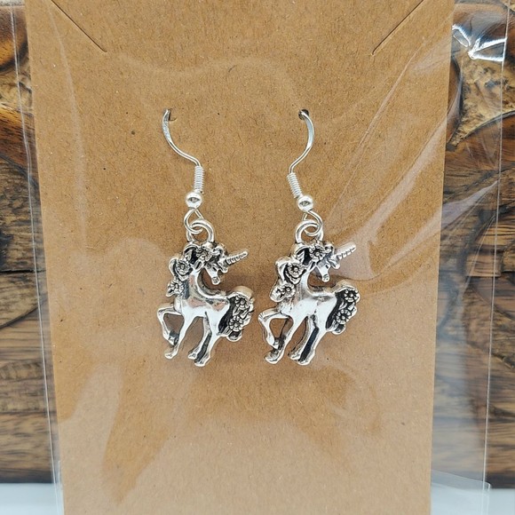 Jewelry - Unicorn Earrings Silver Hooks Novelty Statement Costume Hypoallergenic